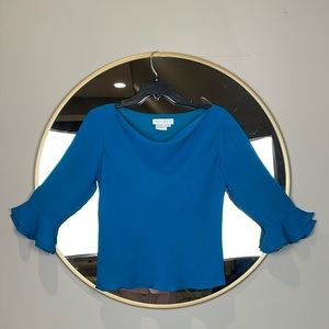 Maggy London Petites Teal Silk Blouse